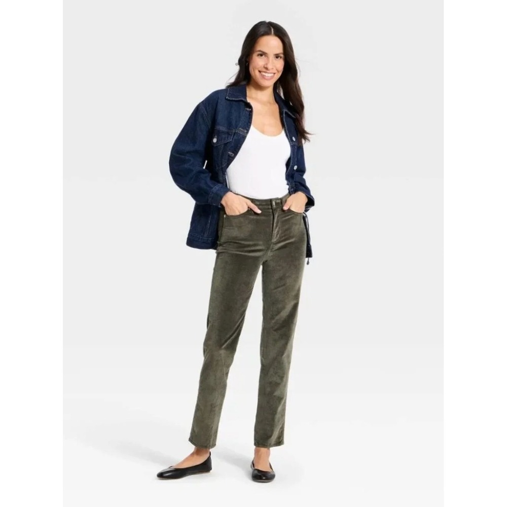 Universal Thread Grey Velvet High Rise Everyday Straight Pants Size 14R NEW